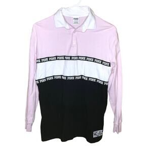 Pink Victoria's Secret Long Sleeve Rugby Polo Shirt XS